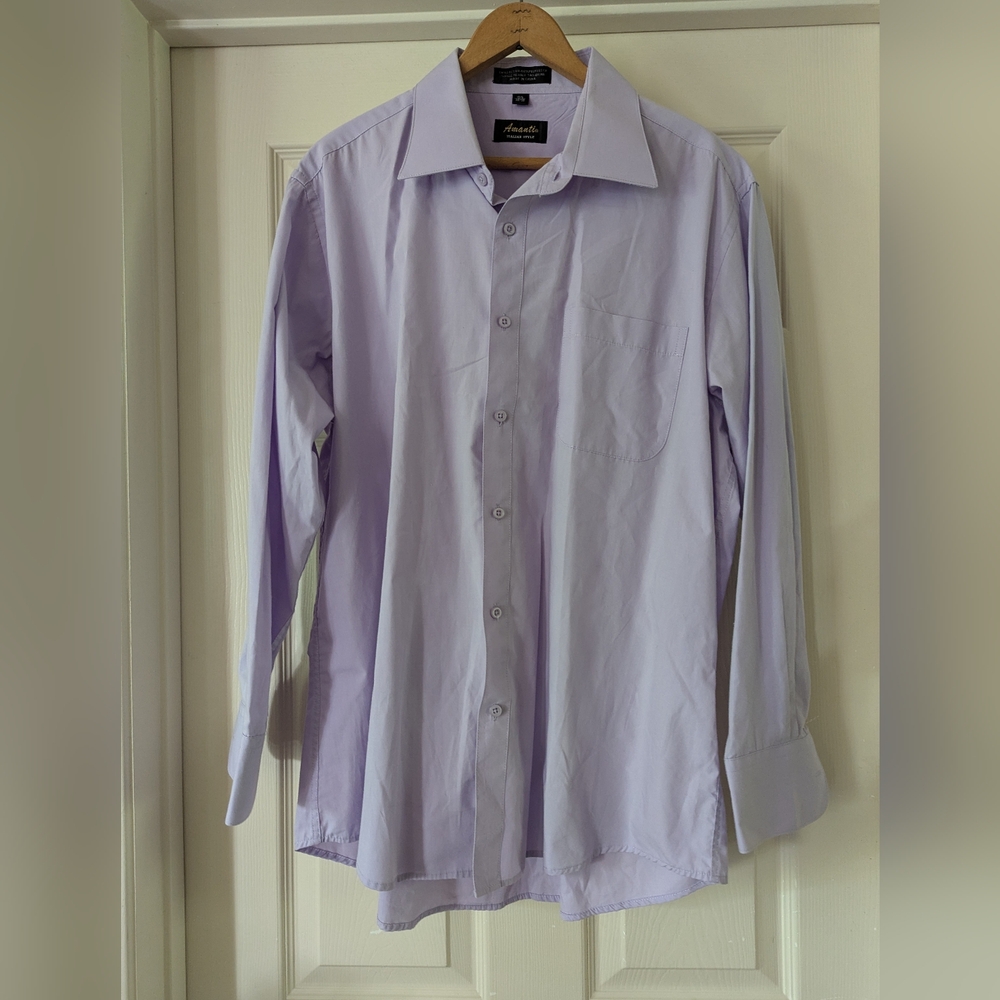 Men's Lavender Long Sleeve Collared Dress Shirt Amanti Italian Style Never Worn